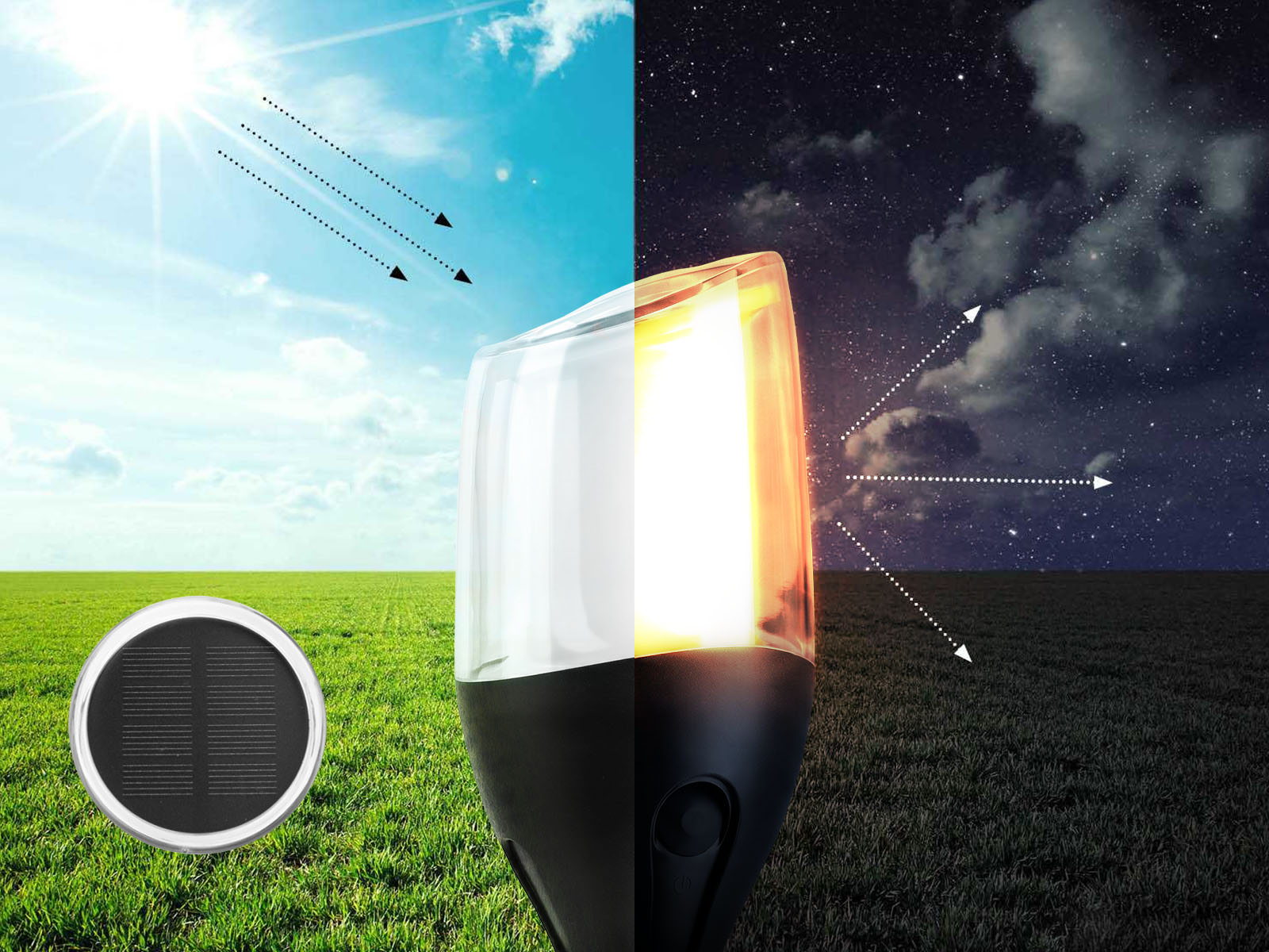 4x Słupek ogrodowy solarny LED płomień SSO-1 1600K